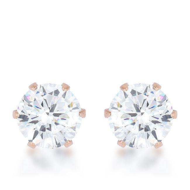 Reign 3.4ct CZ Rose Gold Stainless Steel Stud Earrings - JGI - Flyclothing LLC
