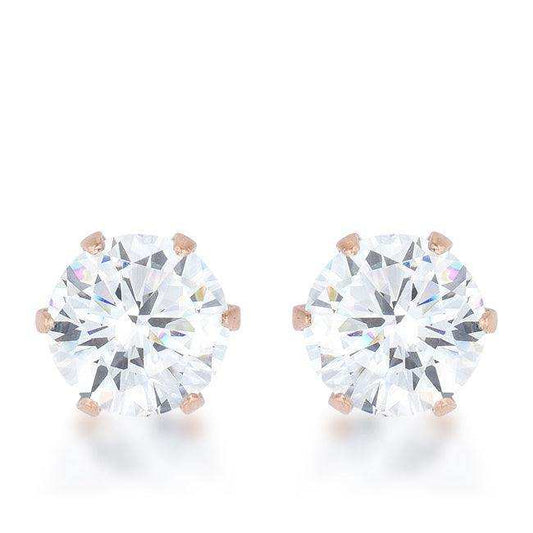 Reign 3.4ct CZ Rose Gold Stainless Steel Stud Earrings - JGI - Flyclothing LLC