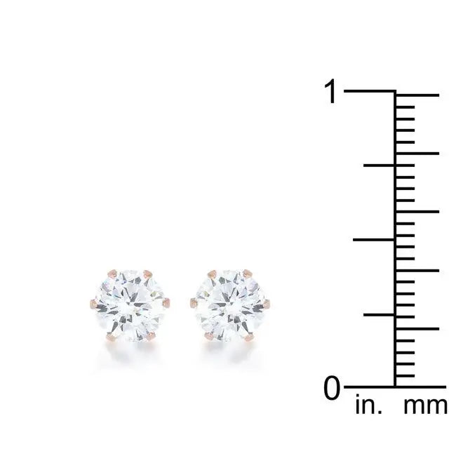 Reign 3.4ct CZ Rose Gold Stainless Steel Stud Earrings - JGI - Flyclothing LLC