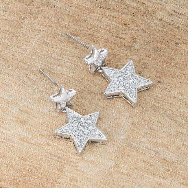 Bianca 0.5ct CZ Rhodium Star Drop Earrings - JGI - Flyclothing LLC