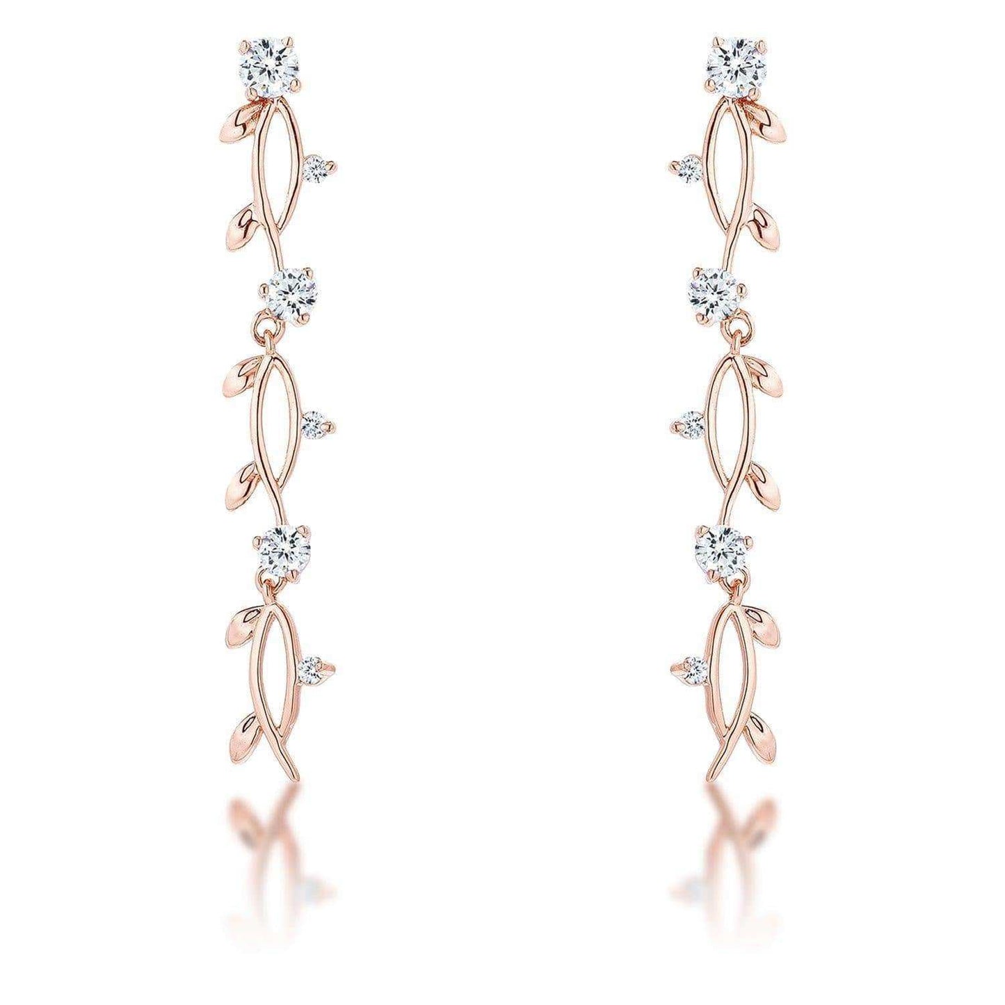 1.1Ct Vine Design Rose Gold Plated Earrings - JGI - Flyclothing LLC