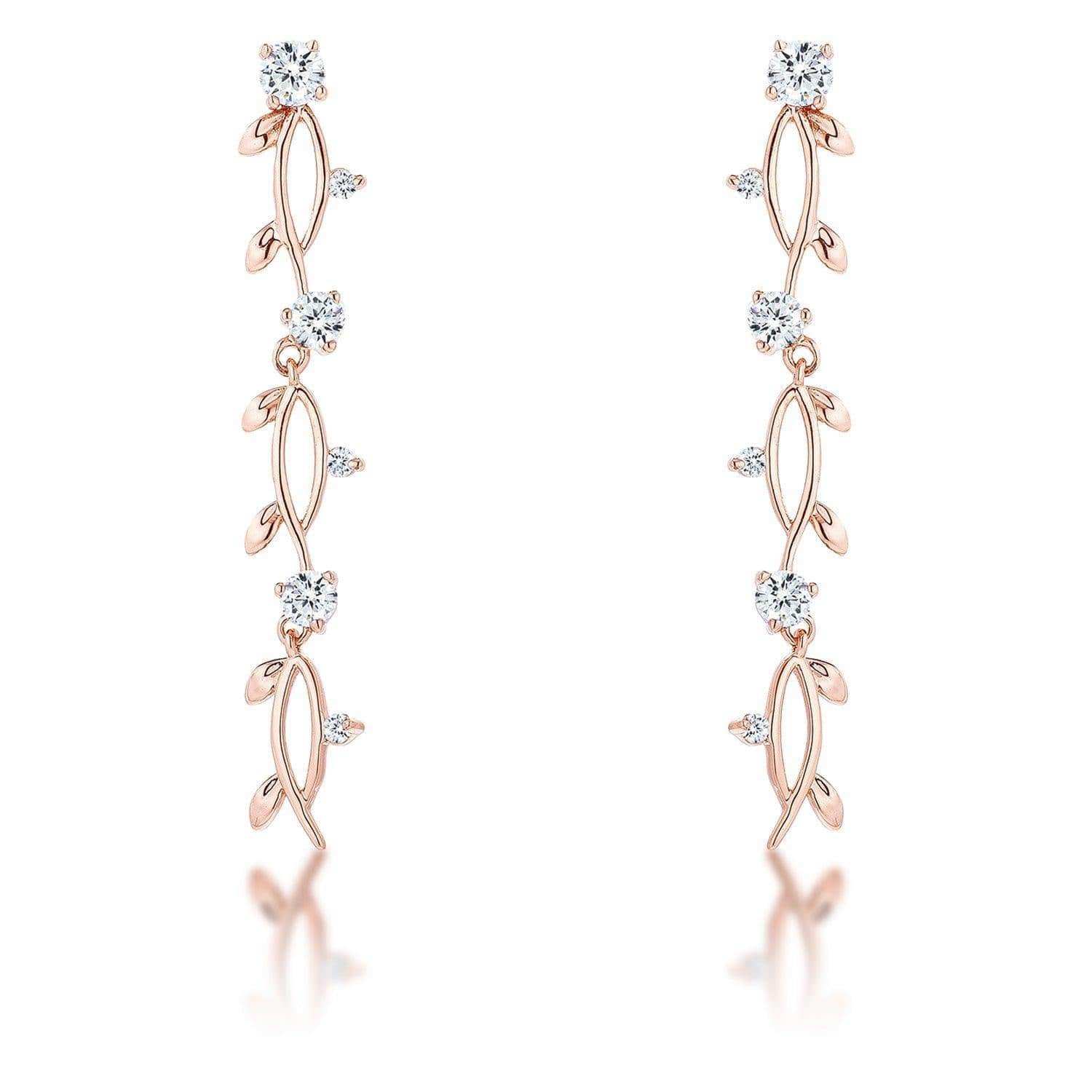 1.1Ct Vine Design Rose Gold Plated Earrings - JGI - Flyclothing LLC