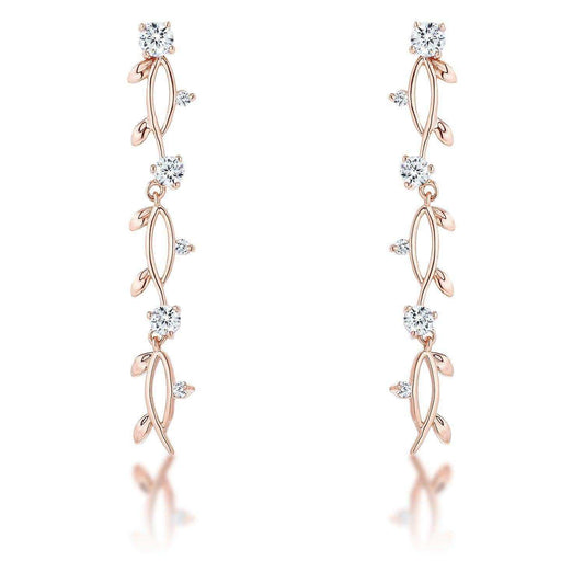 1.1Ct Vine Design Rose Gold Plated Earrings - JGI - Flyclothing LLC