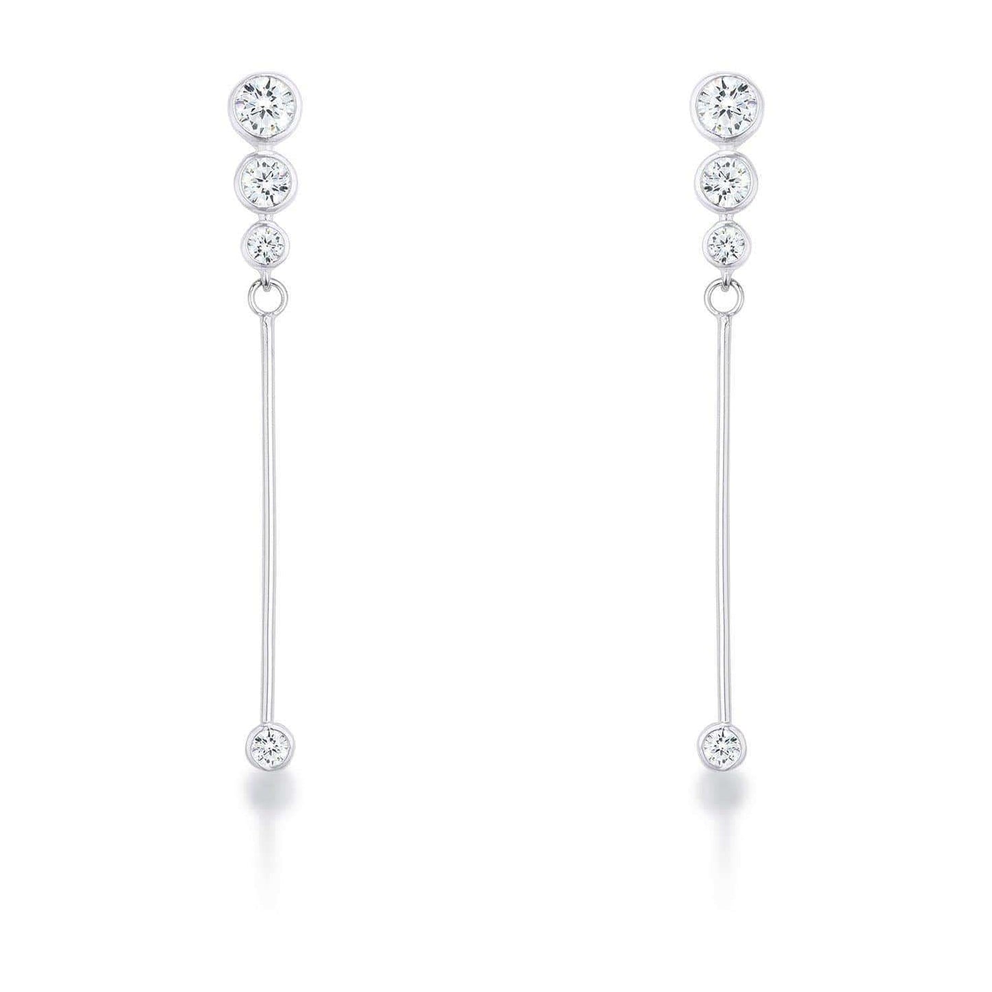 1.2Ct Graduated Rhodium Plated Drop Cubic Zirconia Earrings. - JGI - Flyclothing LLC