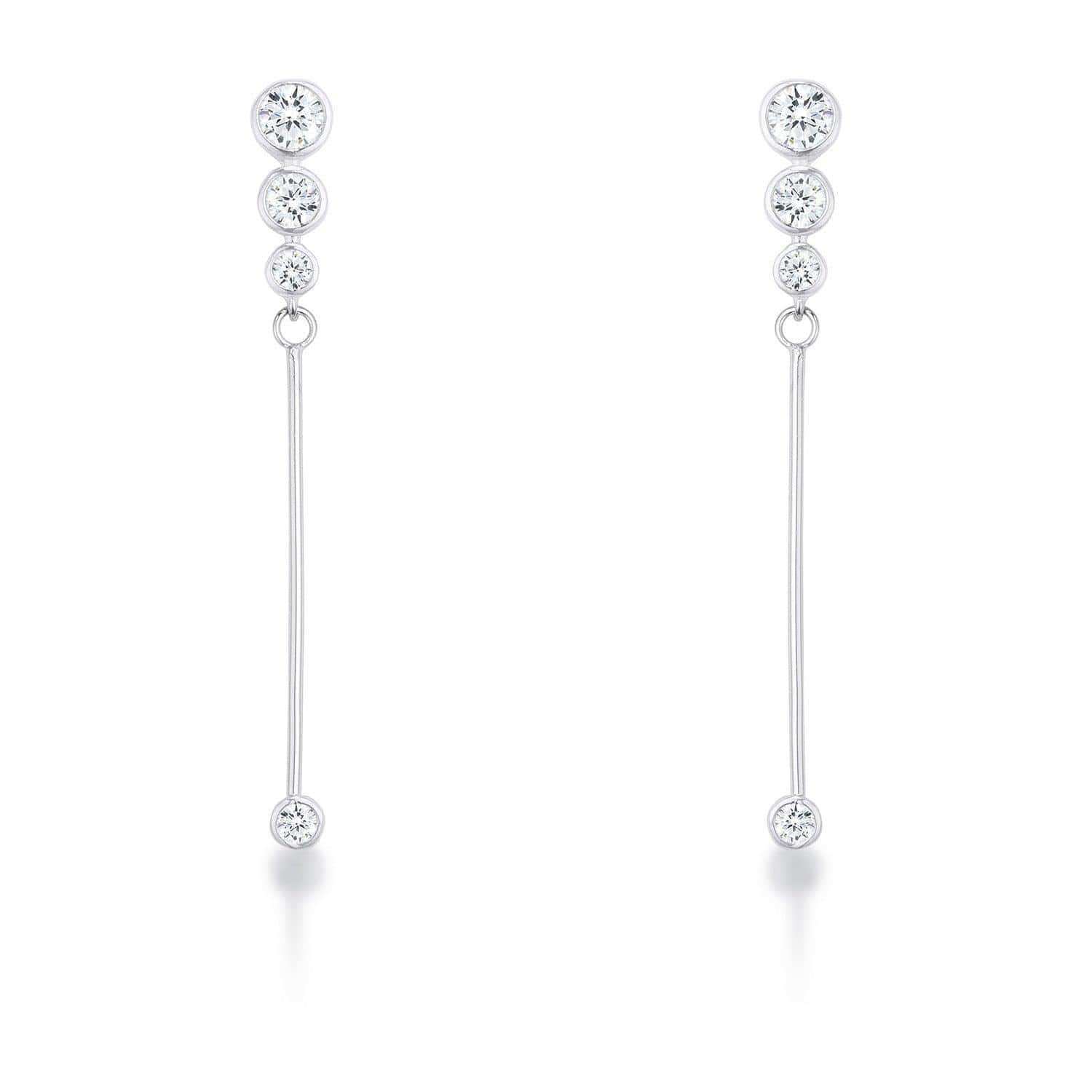 1.2Ct Graduated Rhodium Plated Drop Cubic Zirconia Earrings. - JGI - Flyclothing LLC