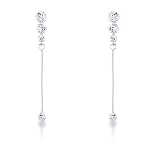 1.2Ct Graduated Rhodium Plated Drop Cubic Zirconia Earrings. - JGI - Flyclothing LLC