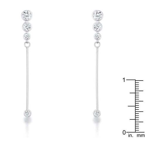 1.2Ct Graduated Rhodium Plated Drop Cubic Zirconia Earrings. - JGI - Flyclothing LLC