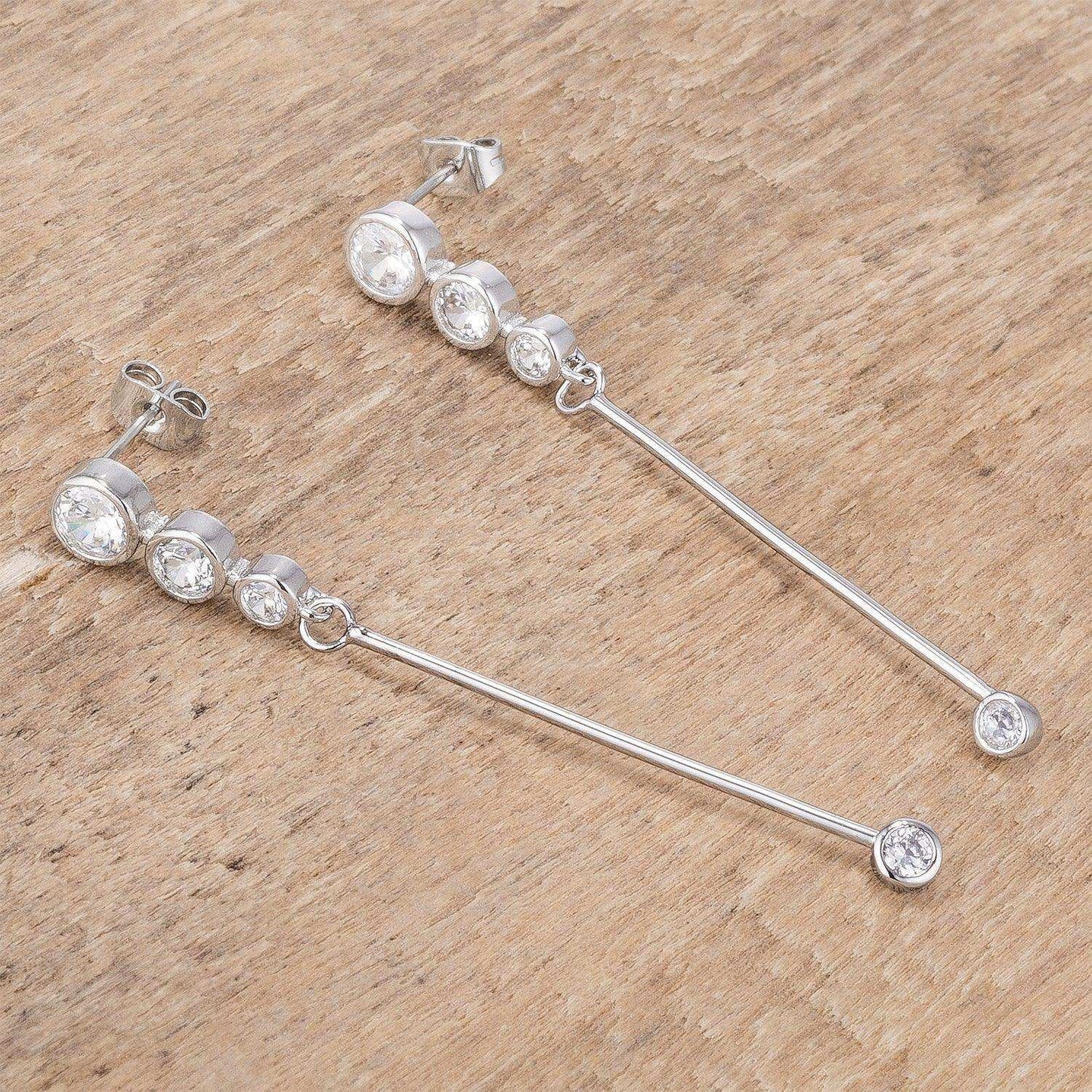 1.2Ct Graduated Rhodium Plated Drop Cubic Zirconia Earrings. - JGI - Flyclothing LLC