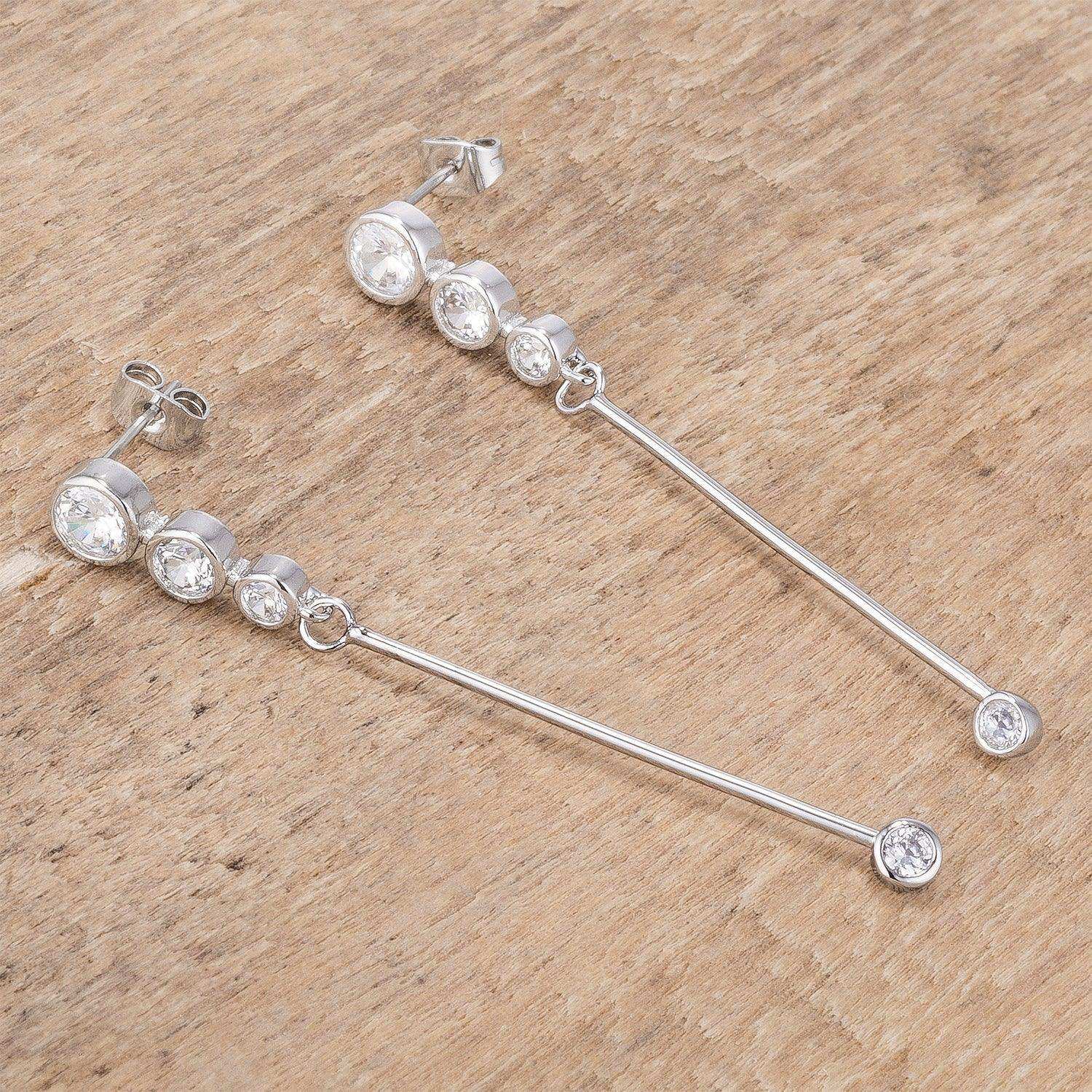 1.2Ct Graduated Rhodium Plated Drop Cubic Zirconia Earrings. - JGI - Flyclothing LLC