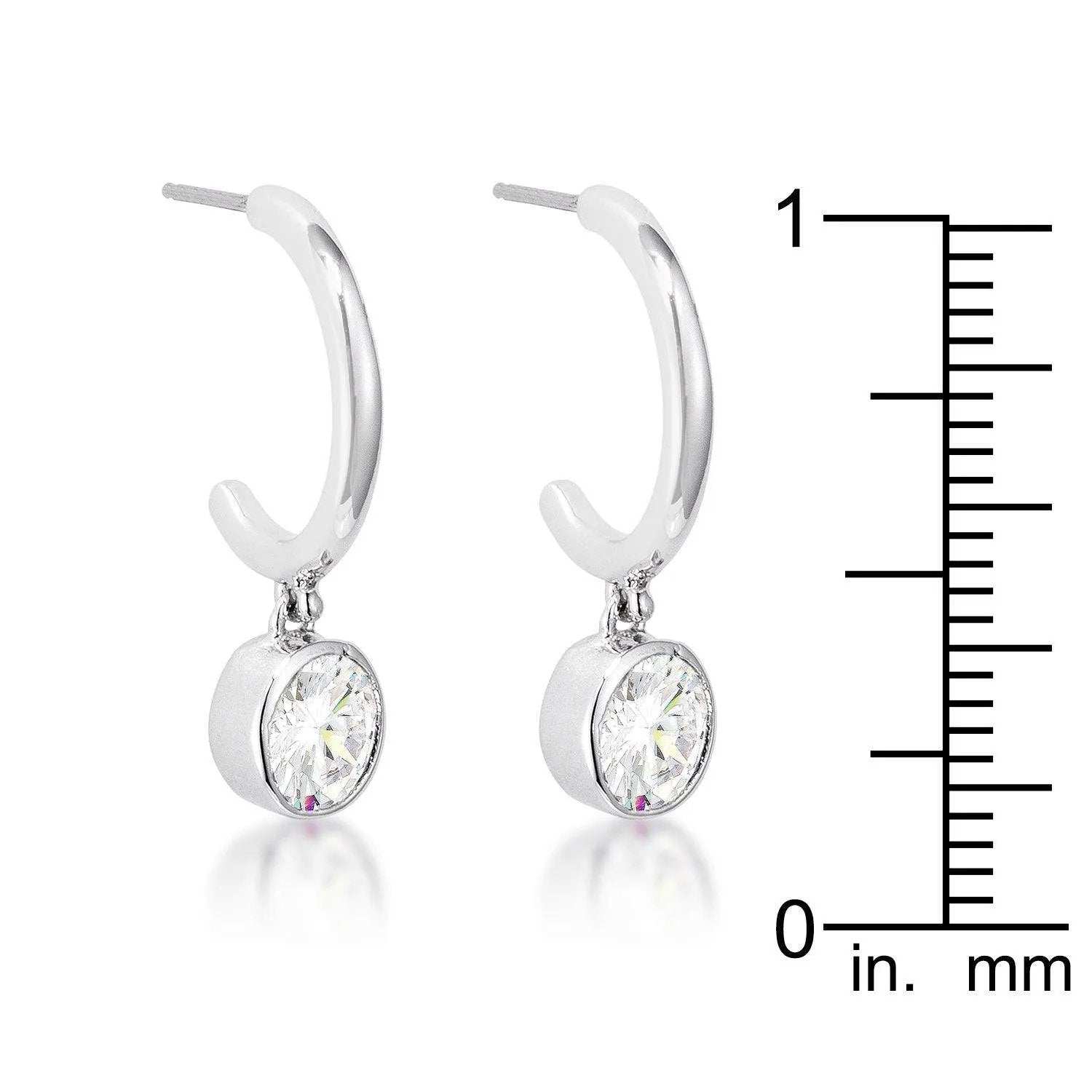7mm Cz Rhodium Plated Drop Hooplet Earrings - JGI - Flyclothing LLC