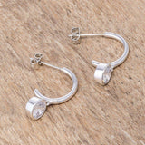 7mm Cz Rhodium Plated Drop Hooplet Earrings - JGI - Flyclothing LLC