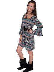 Scully SEAFOAM 34"DRESS W/SCOOPNECK & RUFFLE 3/4SLV - Scully Leather