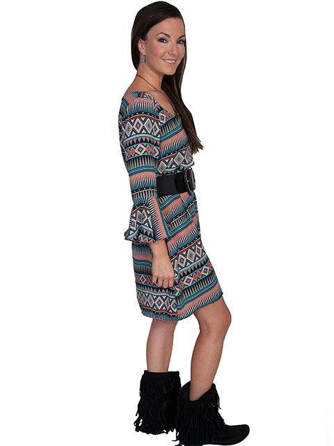 Scully SEAFOAM 34"DRESS W/SCOOPNECK & RUFFLE 3/4SLV - Scully Leather - Flyclothing LLC