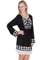 Scully BLACK EMBROIDERED DRESS - Flyclothing LLC