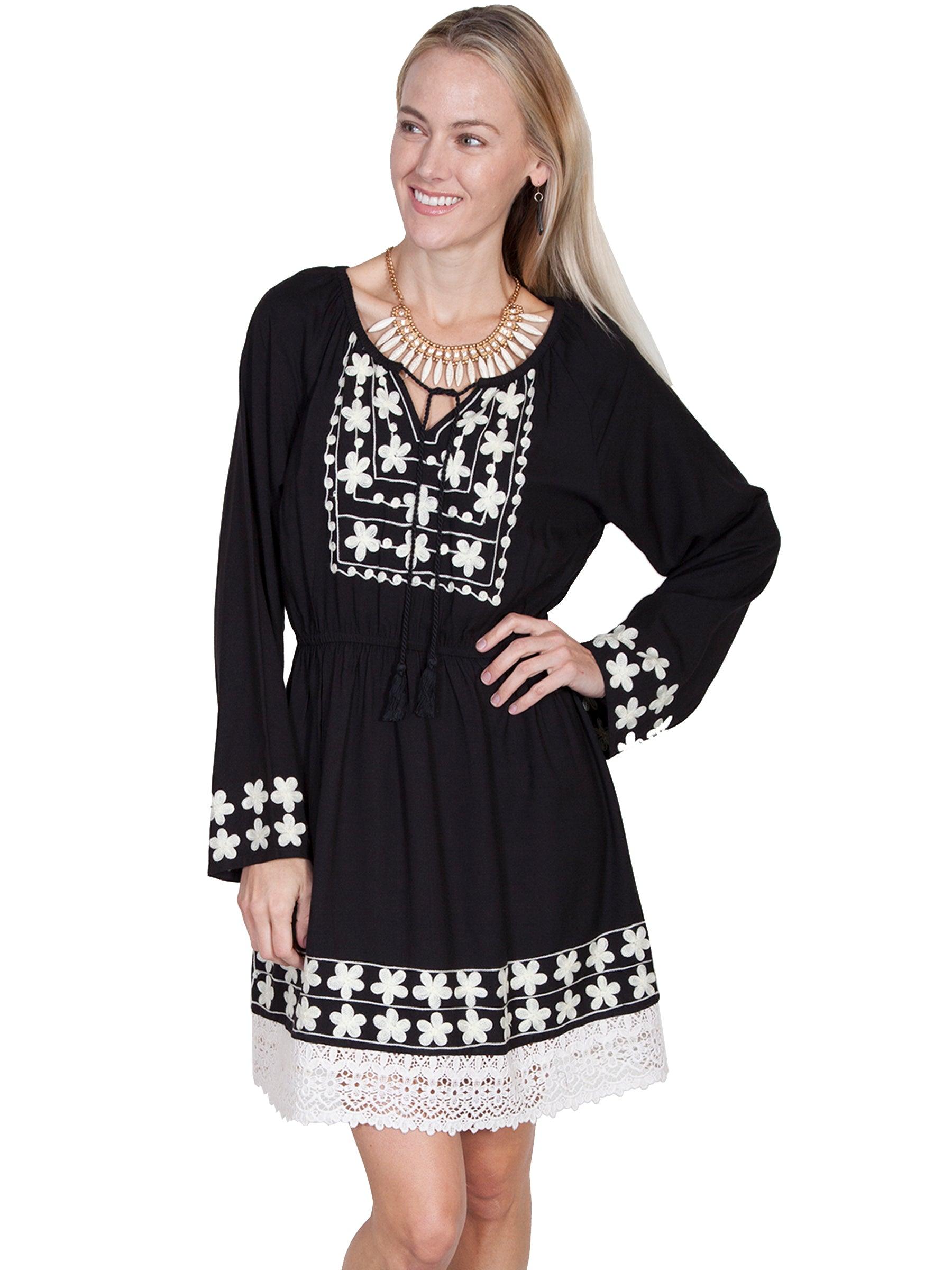 Scully BLACK EMBROIDERED DRESS - Flyclothing LLC