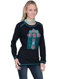 Scully BLACK CROSS EMB. KNIT TOP - Scully Leather - Flyclothing LLC