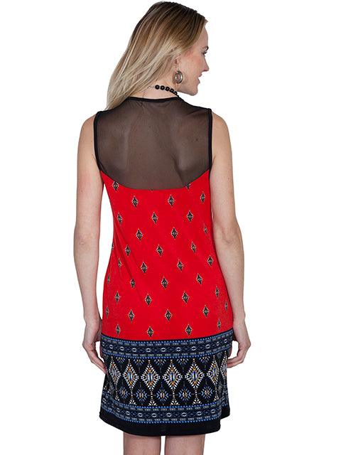 Scully RED TANK DRESS W/MESH INSET - Flyclothing LLC