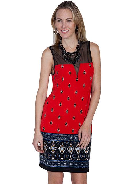 Scully RED TANK DRESS W/MESH INSET - Flyclothing LLC
