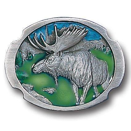 Moose Antiqued Belt Buckle - Siskiyou Buckle
