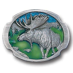 Moose Antiqued Belt Buckle - Siskiyou Buckle