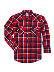 Ely Cattleman Men's Long Sleeve Flannel Plaid Western Snap Shirt - Ely Cattleman