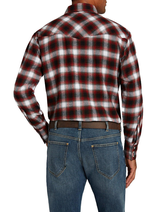 Ely Cattleman Men's Long Sleeve Flannel Plaid Western Snap Shirt - Ely Cattleman