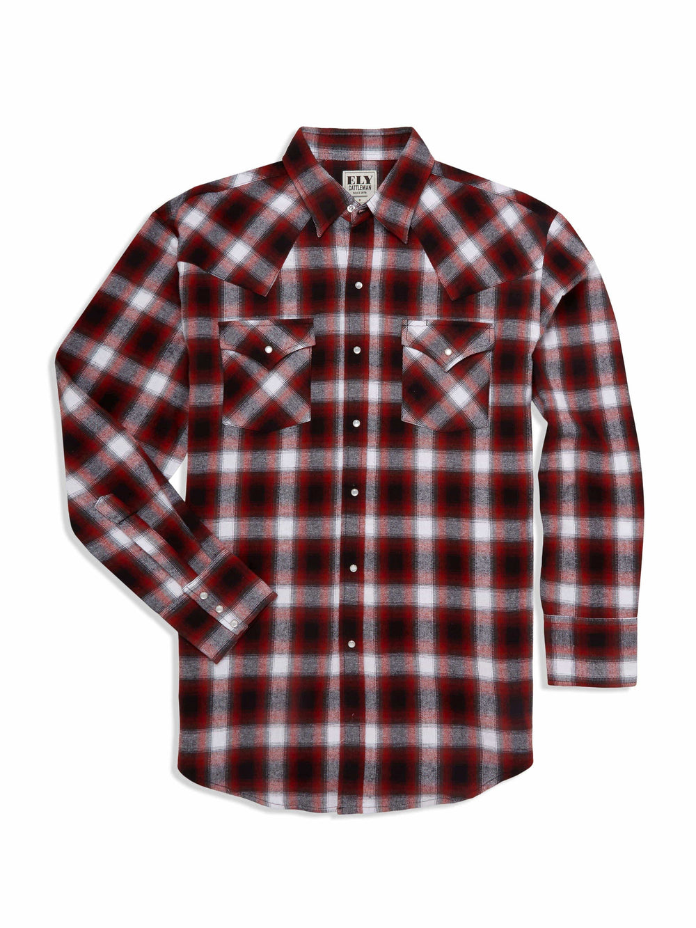 Ely Cattleman Men's Long Sleeve Flannel Plaid Western Snap Shirt - Ely Cattleman - Flyclothing LLC