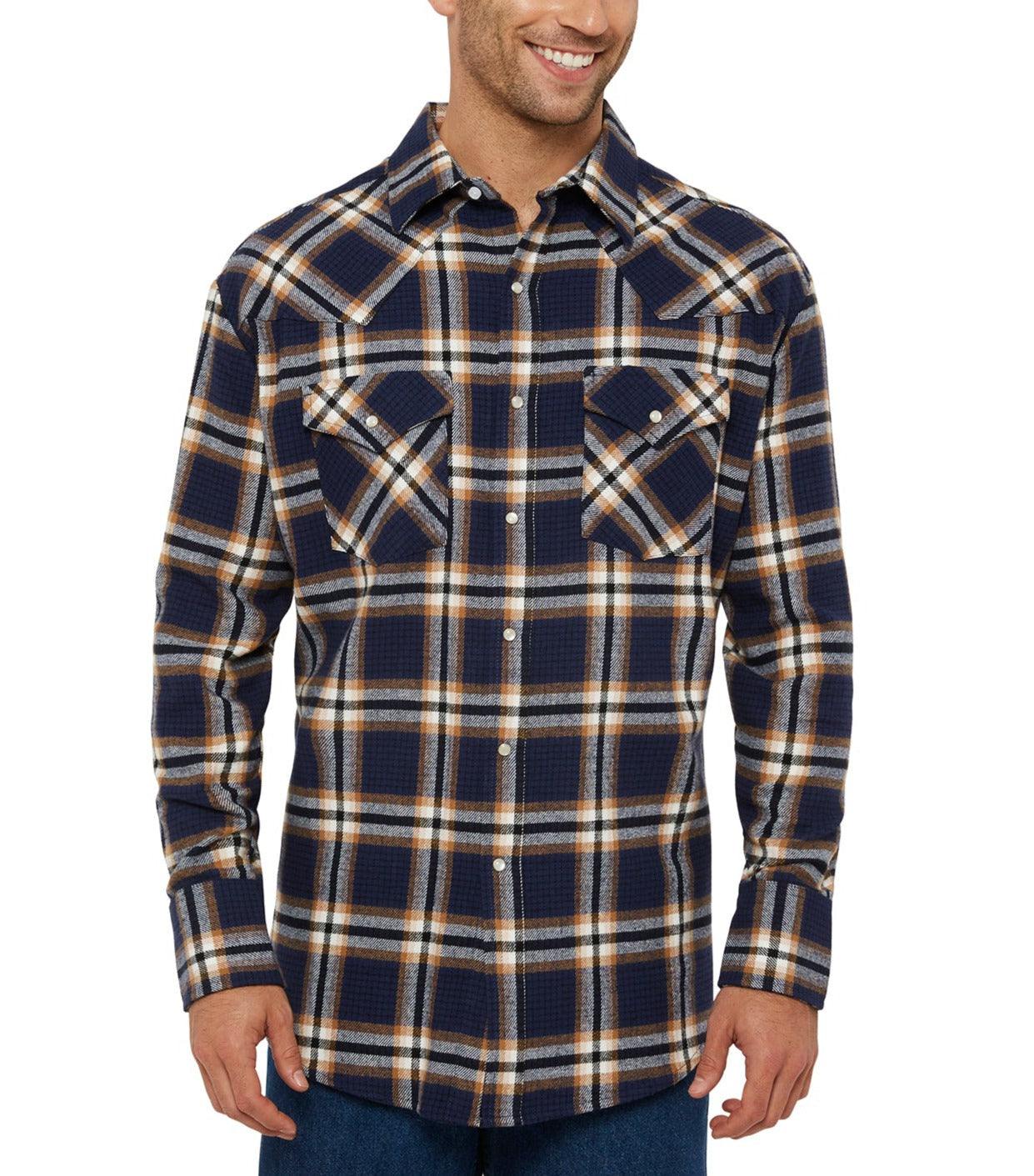 Ely Cattleman Men's Long Sleeve Brawny Flannel Western Snap Shirt - Ely Cattleman
