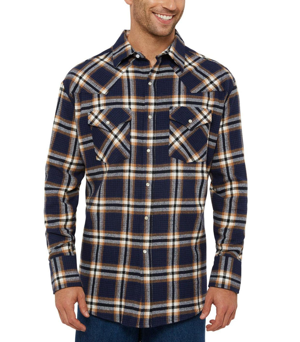 Ely Cattleman Men's Long Sleeve Brawny Flannel Western Snap Shirt - Ely Cattleman