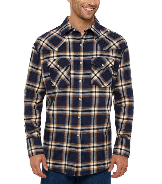 Ely Cattleman Men's Long Sleeve Brawny Flannel Western Snap Shirt - Ely Cattleman