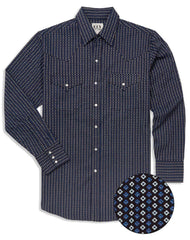 Ely Cattleman Mens Long Sleeve Geo Print Western Snap Shirt Black & Burgundy - Ely Cattleman