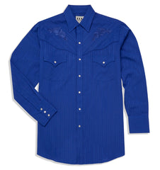 Ely Cattleman Mens Long Sleeve Western Snap Shirt with Tonal Rose Embroidery - Ely Cattleman