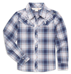 Ely Cattleman Girls Plaid Western Snap Shirt with Embroidery - Ely Cattleman