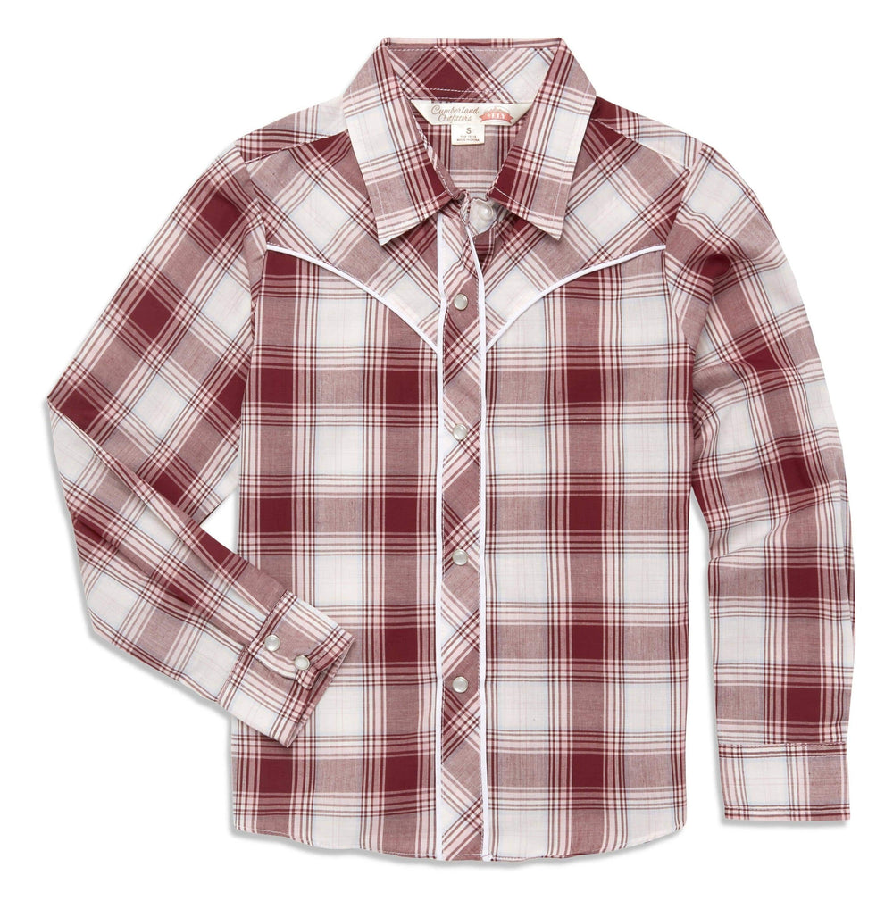 Ely Cattleman Girls Plaid Western Snap Shirt with Piping - Ely Cattleman