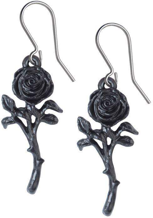 Alchemy Gothic The Romance of the Black Rose Earrings - Alchemy Gothic - Flyclothing LLC