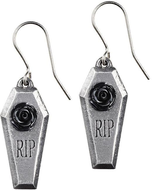 Alchemy Gothic RIP Rose Earrings - Flyclothing LLC