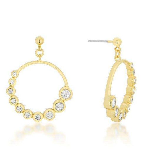 Golden Graduated Cubic Zirconia Circle Earrings - JGI - Flyclothing LLC