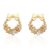 Holiday Wreath Champagne Crystal Earrings - JGI - Flyclothing LLC