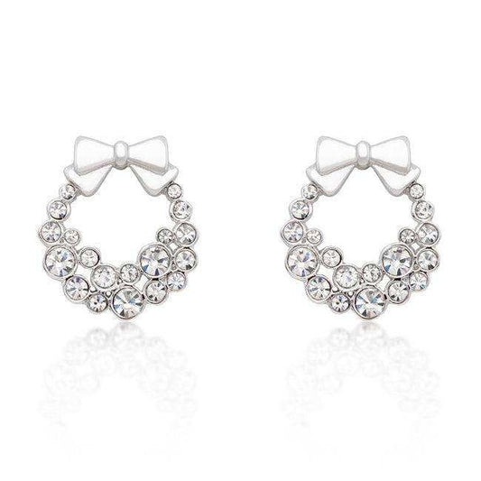 Holiday Wreath Clear Crystal Earrings - JGI - Flyclothing LLC