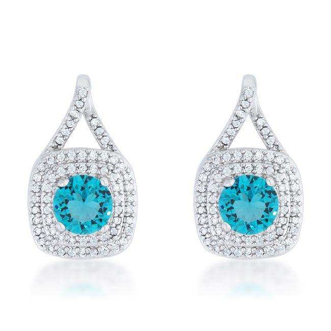Christal 2.3ct Aqua CZ Rhodium Classic Drop Earrings - JGI - Flyclothing LLC