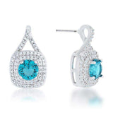 Christal 2.3ct Aqua CZ Rhodium Classic Drop Earrings - JGI - Flyclothing LLC