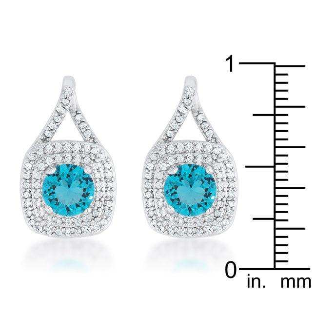 Christal 2.3ct Aqua CZ Rhodium Classic Drop Earrings - JGI - Flyclothing LLC