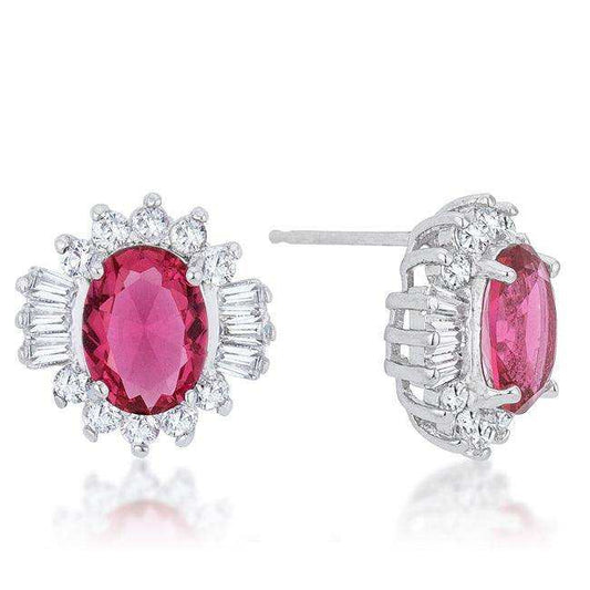 Chrisalee 3.3ct Ruby CZ Rhodium Classic Stud Earrings - JGI - Flyclothing LLC