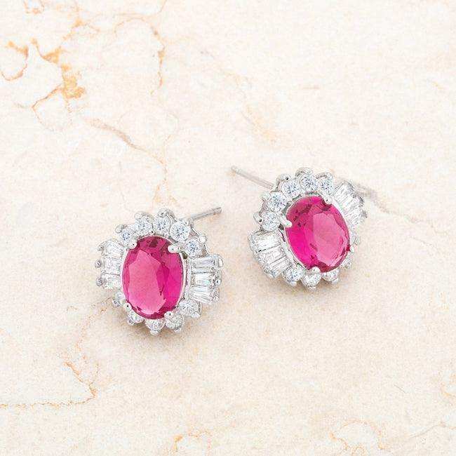 Chrisalee 3.3ct Ruby CZ Rhodium Classic Stud Earrings - JGI - Flyclothing LLC