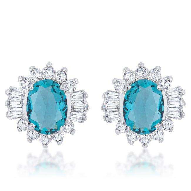 Chrisalee 3.3ct Aqua CZ Rhodium Classic Stud Earrings - JGI - Flyclothing LLC