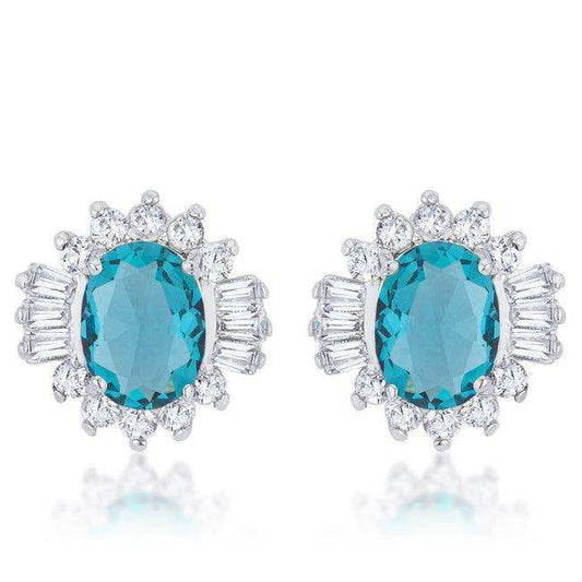 Chrisalee 3.3ct Aqua CZ Rhodium Classic Stud Earrings - JGI - Flyclothing LLC