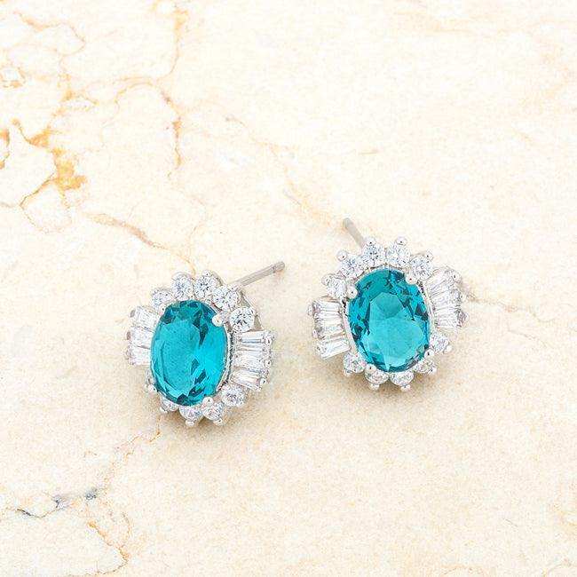 Chrisalee 3.3ct Aqua CZ Rhodium Classic Stud Earrings - JGI - Flyclothing LLC