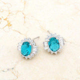 Chrisalee 3.3ct Aqua CZ Rhodium Classic Stud Earrings - JGI - Flyclothing LLC