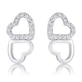 .17 Ct Melded Hearts Rhodium and CZ Stud Earrings - JGI - Flyclothing LLC