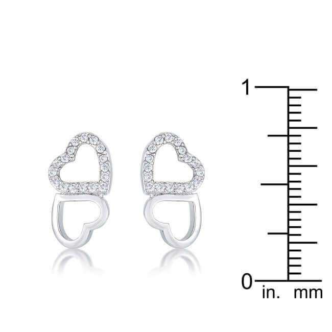 .17 Ct Melded Hearts Rhodium and CZ Stud Earrings - JGI - Flyclothing LLC
